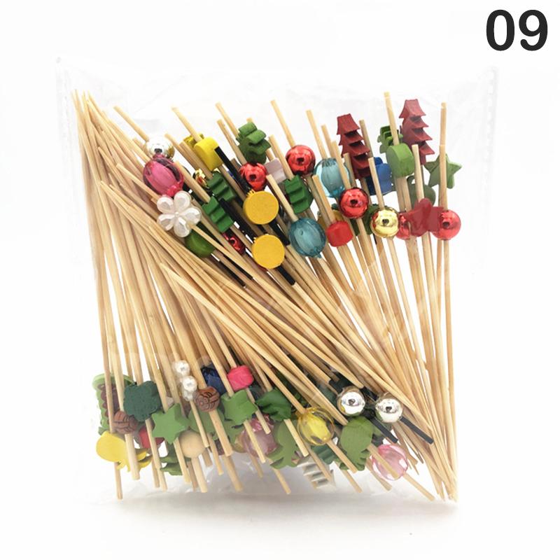 Disposable Bamboo Skewers Food Picks Buffet Cupcake Fruit Fork Party Cake Dessert Salad Vegetable Sticks Toothpick Skewer