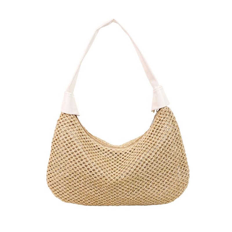 Trend Woven Bag Women's 2025 New Casual Straw Shoulder Bag Mori Beach Ins Tote Bag Underarm Bag