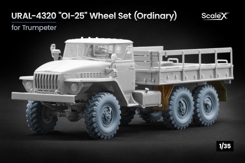 Truck Wheel Set Plastic Model Parts SCXWM35037 Scale-X 1/35 Ural-4320 OI-25 (7 pieces) (for Trumpeter) (Military)