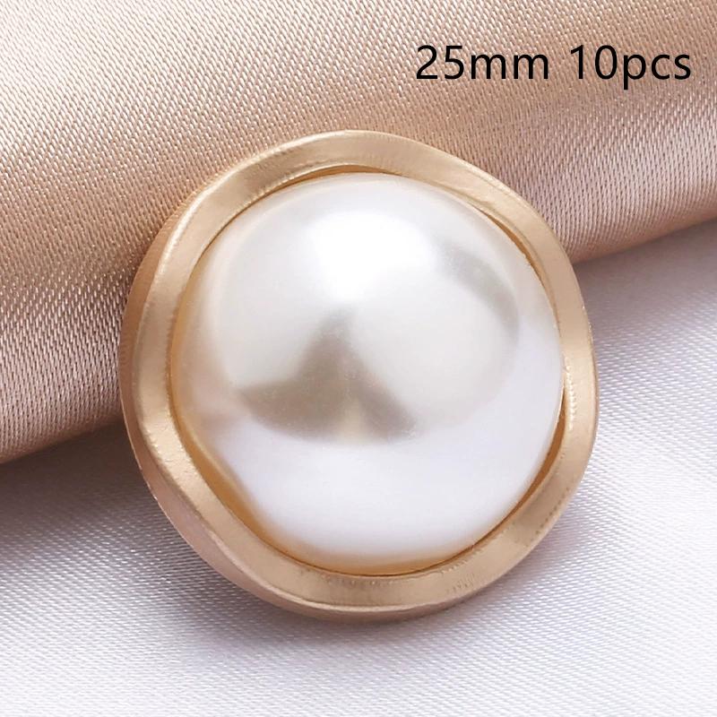 10Pcs 18/20/25Mm Flower Pearl Rhinestones Plastic Shank Buttons For Women Garment Jacket Sweater Handmade Sewing Accessories