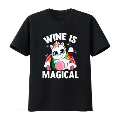 Wine Party T Shirt Drinking Lover Is Magical  Vintage Washed Breathable Slightly Stretched Casual Fashion Homme Streetwear