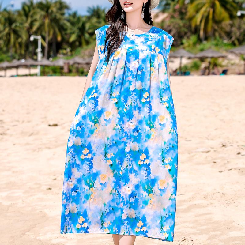 Plus Size Elegant Women's Summer Dress Casual Loose Long Dress Female Vintage Clothes