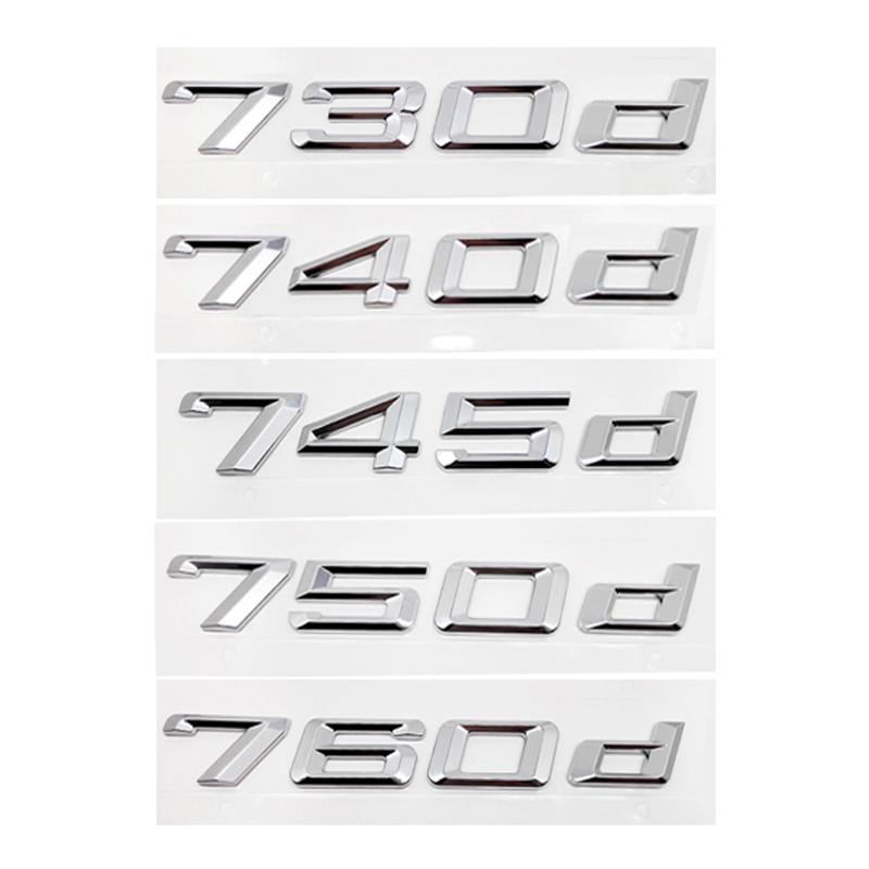 

3D ABS Car Trunk Letter Logo Decals Badge Emblem Sticker For BMW 7 Series 730d 740d 750d E38 E65 E66 F01 F02 G11 G12 Accessories 730d срібний