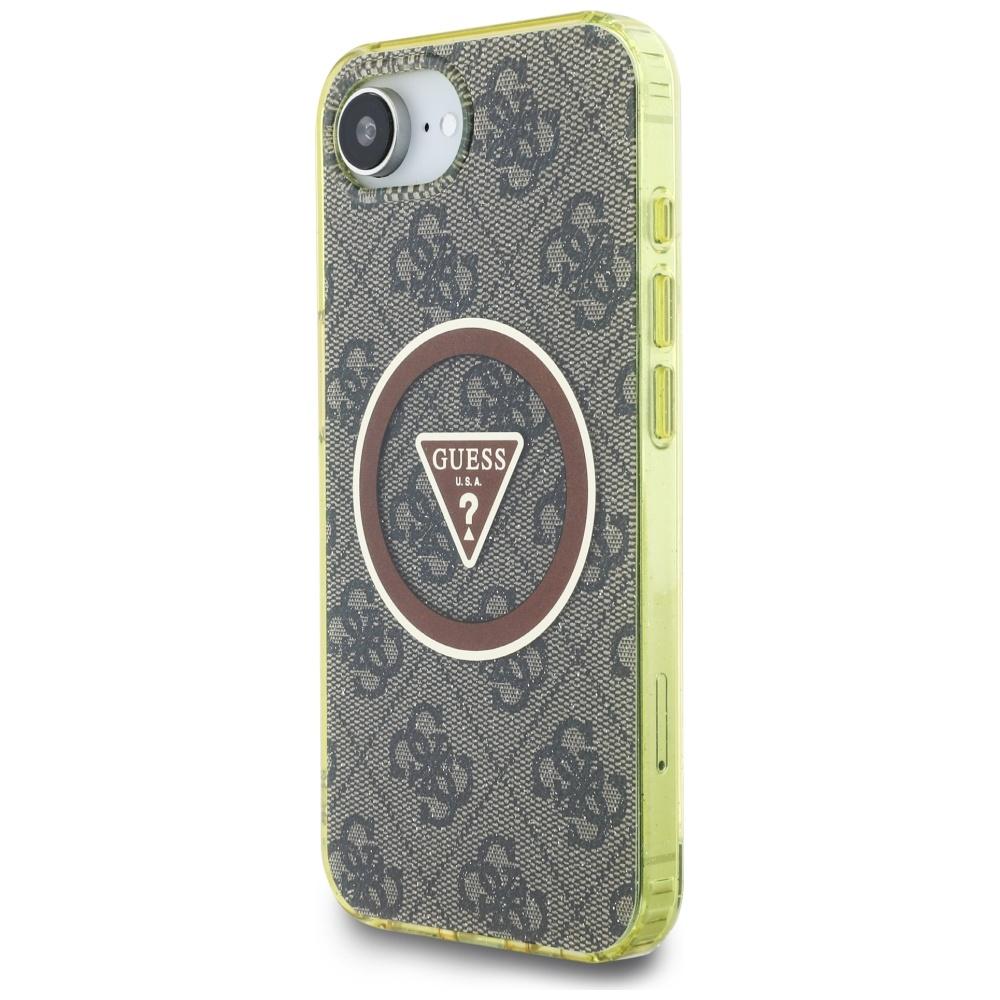 Etui Guess Iml Metal Glitter 4G Circle   Triangle Magsafe Do Iphone 16E Brązowy