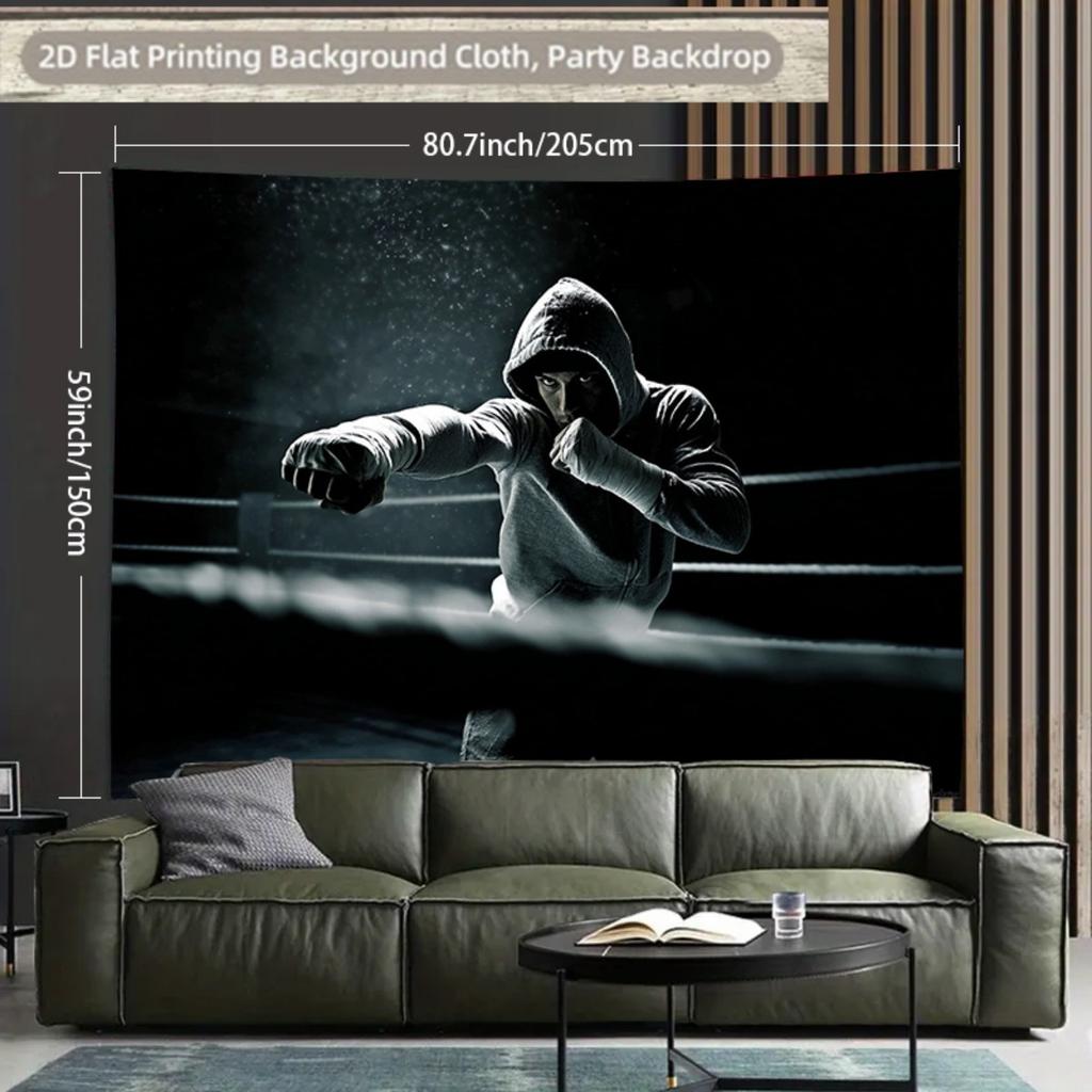2D Plane 1 Piece of Boxing Gym Tapestry Suitable for Decorating Home Gyms and for Boxing Purposes.