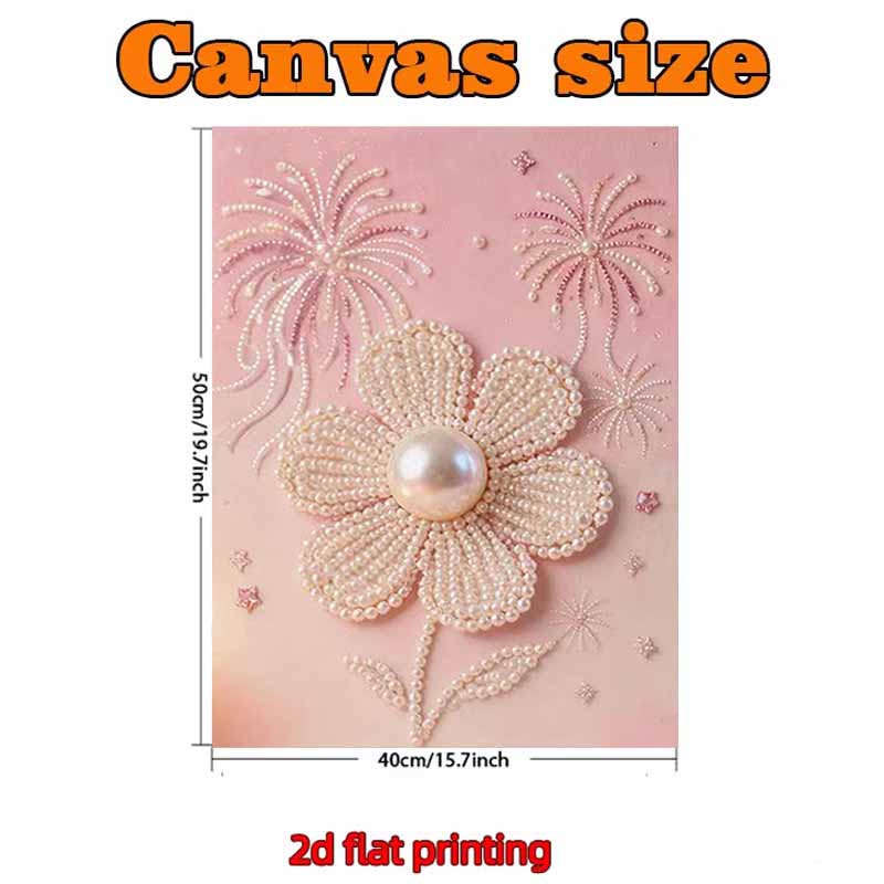 Pearl Flowers and Fireworks DIY Diamond Art Kits 15.7x19.6inch Gem Art Diamond Painting Kits Without Frame for Adults Gift Idea Home Wall Decor