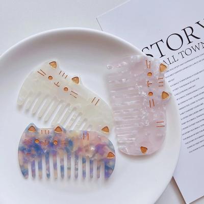 Niedliche Kawaii Katze Acetat Kleine Haarkämme Breitzinkiger Frisierkamm Haarbürste für Frauen Mädchen Antistatische Haarstyling-Werkzeuge
