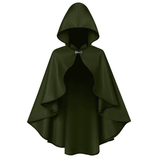 Halloween Cloak Retro Style Hooded Tailoring Metal Buckle Decoration Shawl Role-Playing Versatile Costume Accessory