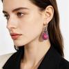 Exotic Rose Purple & Gold Drip Glaze Earrings with Diamonds & Round Stone