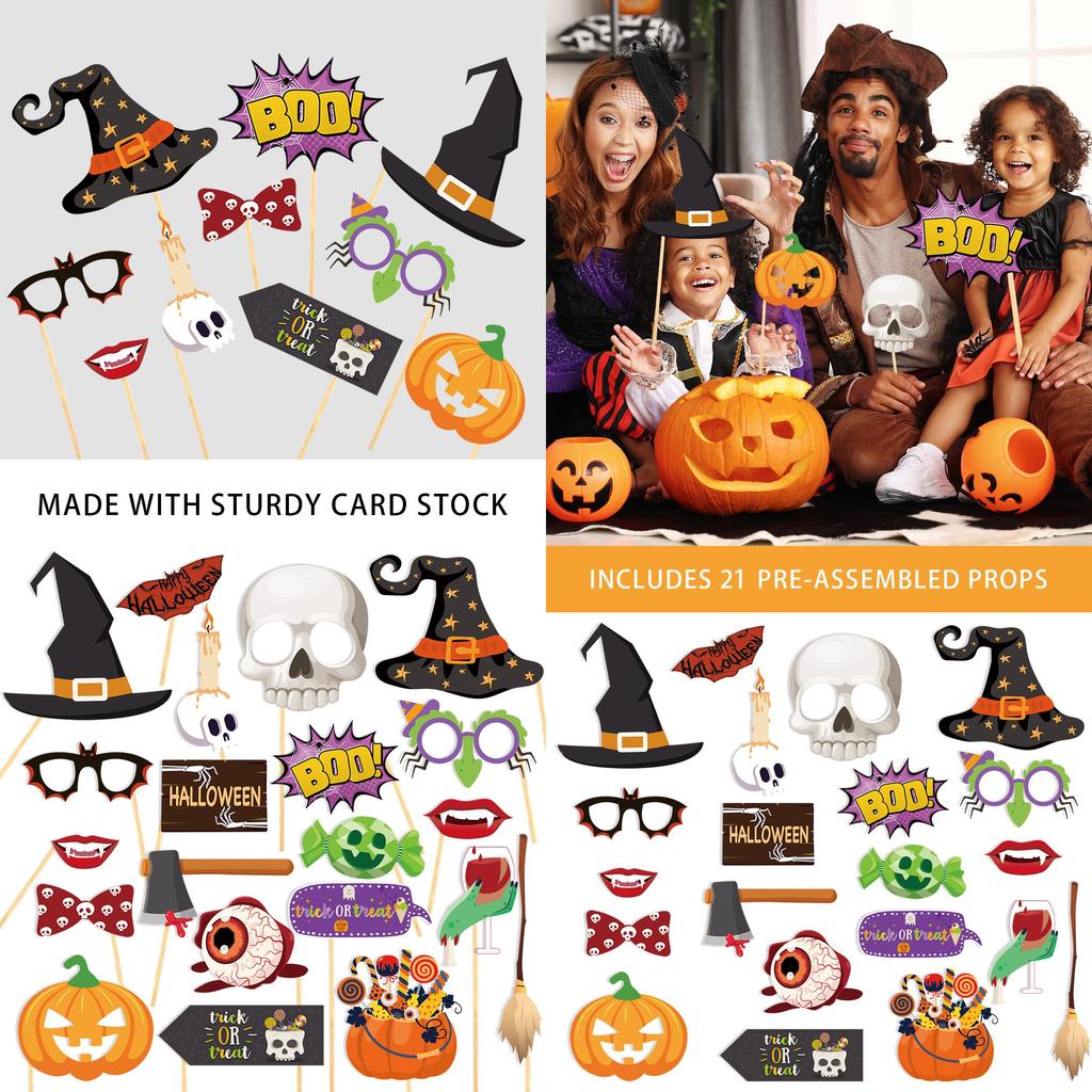 Halloween Skeleton Pumpkin Photo Props With Paper Material For Party Decorating