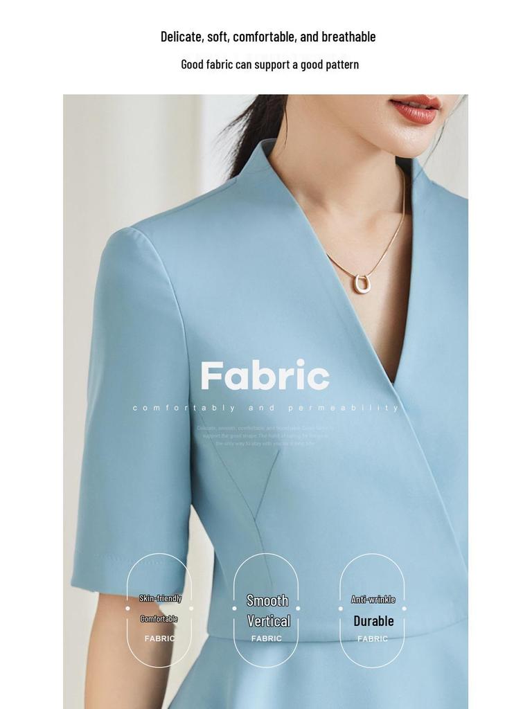 Elegant Women's Summer Skirt Suit for Beauty Salon Receptionists - Professional Goddess Style Workwear