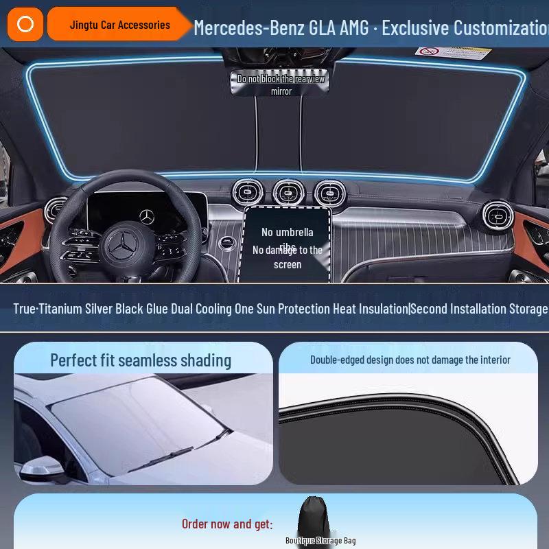 Mercedes Sunshade for GLC, C260L, E300L, GLB C-Class - Windshield Heat Insulation Curtain
