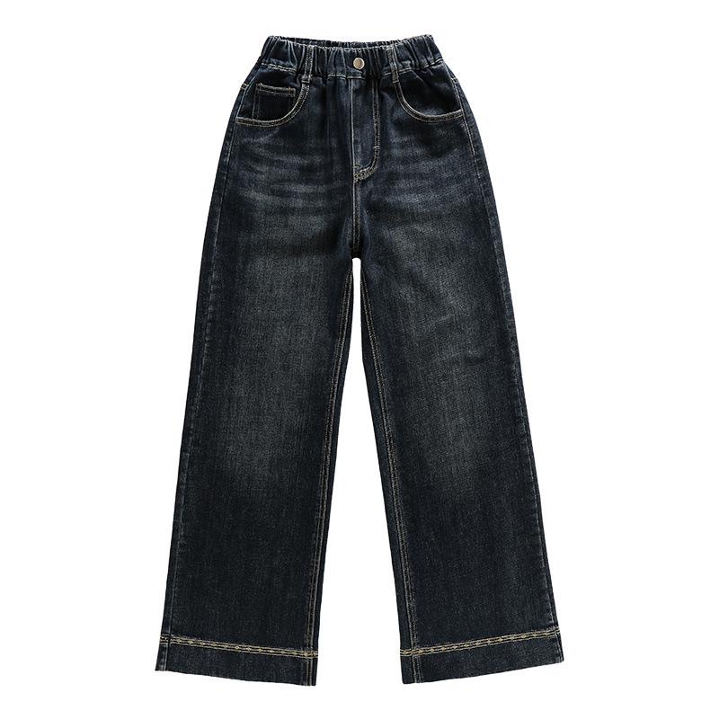 Autumn 2025 Girls' Straight-Leg Wide-Leg Jeans for Middle School Students