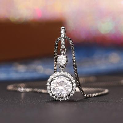 Trendy Fashionable Round Cubic Zirconia Pendant Pendant Necklace Women Color Color Gathering Jewelry Engagement Bridal Wedding Occasion Bridal