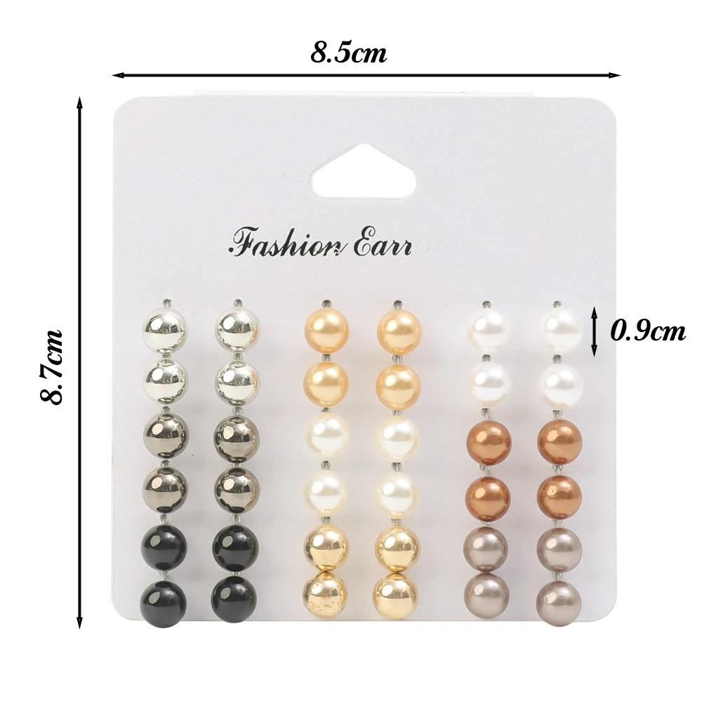 

Korean Women Earrings 18Pair/Set Beige White Pearl Simple Fashion Earrings Wedding Jewelry for Gift Valentine s Day Gifts