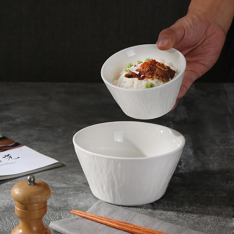 Household Ceramic Rice Bowls 4.7 Inch Stone Pattern Underglaze Colour Simple Dining Tableware Japanese New Creative Solid Bowl