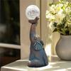 Elephant With Cracked Glass Ball Lamp Statue Solar Lamp Outdoor Garden Decoration