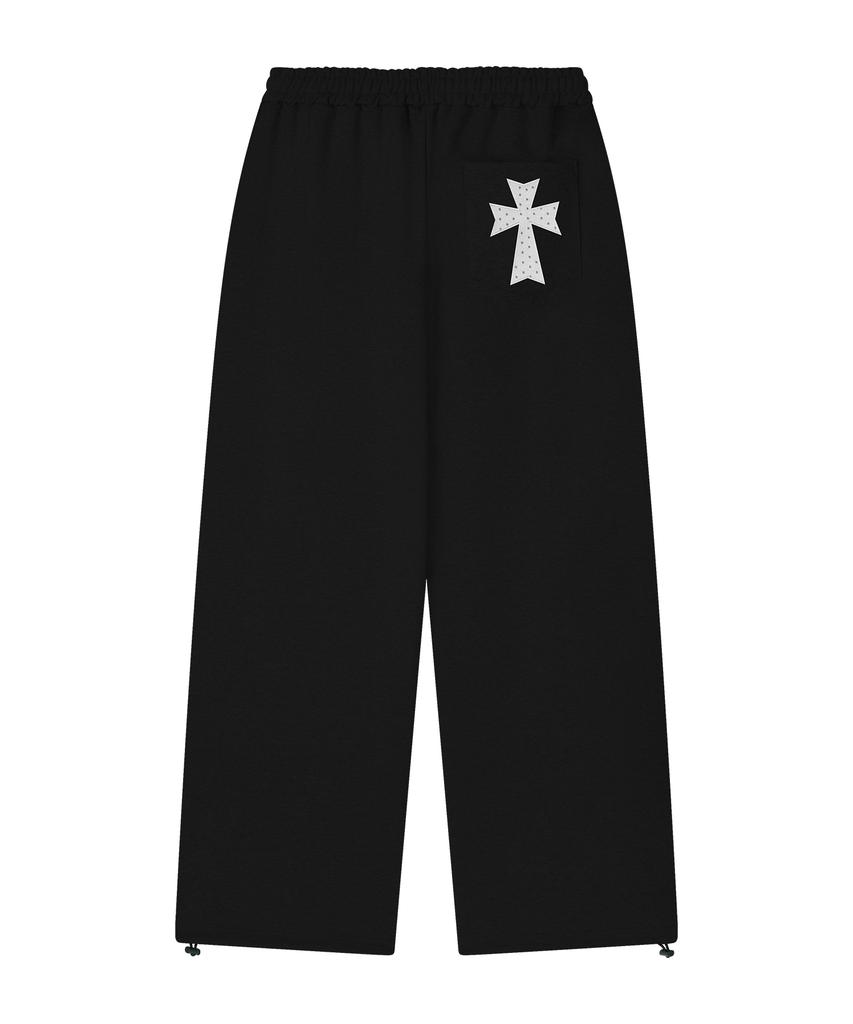 GRAVER [Unisex] Dot Cross Logo Embroidered Training Wide Pants_2 Colors