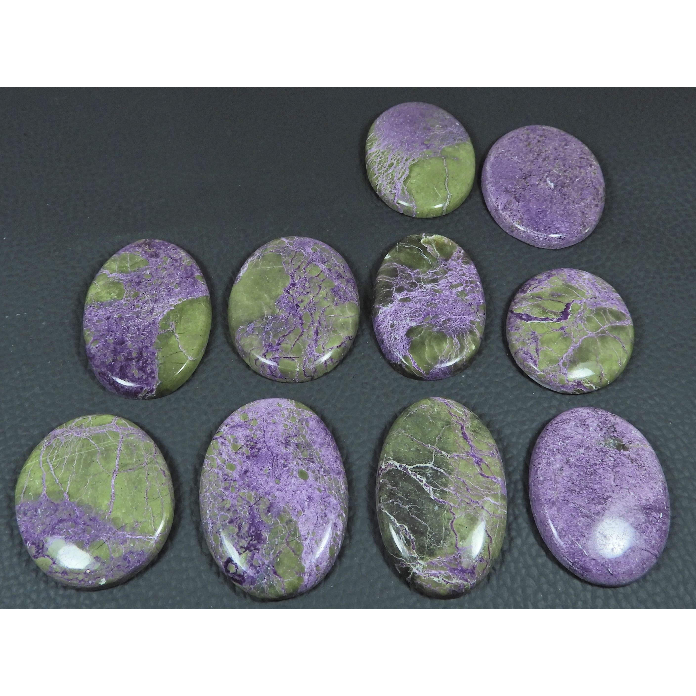 10Pcs Natural Stichtite Oval Shape Cabochon Loose Gemstone 335Cts. Lot C-2990