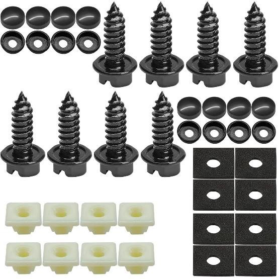 Rustproof Car License Plate Screw Kit, Stainless Steel Self Anti-Theft Anti-Rattle Tapping Mounting Bolts, Auto Fasteners for Securing License Plate