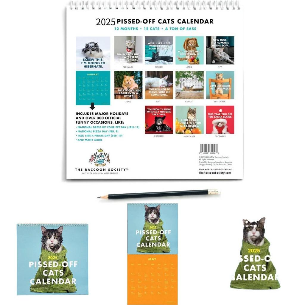 2025 Pissed-off Cats Calendar Stylish Gift Choice For Cat Enthusiasts And Collectors