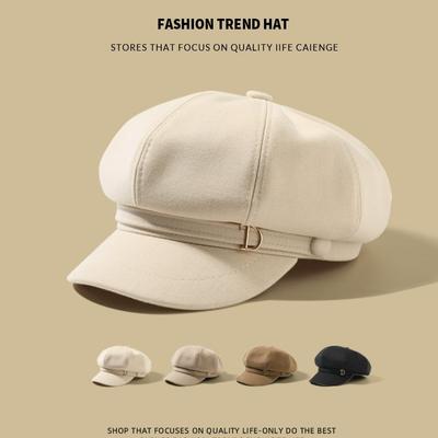 Autumn and Winter Hats for Women British Style Retro Octagonal Hats Fashion Versatile Duck Tongue Beret Japanese Painter Hat