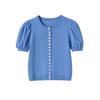 European and American Style, New Women's Clothing, Foreign Style, Round Neck Bubble Sleeve Knitted Jacket 5802005