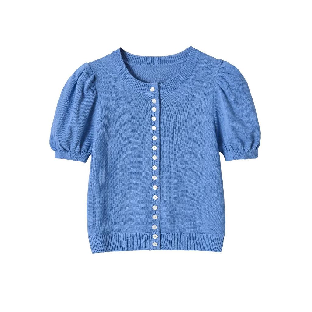 European and American Style, New Women's Clothing, Foreign Style, Round Neck Bubble Sleeve Knitted Jacket 5802005