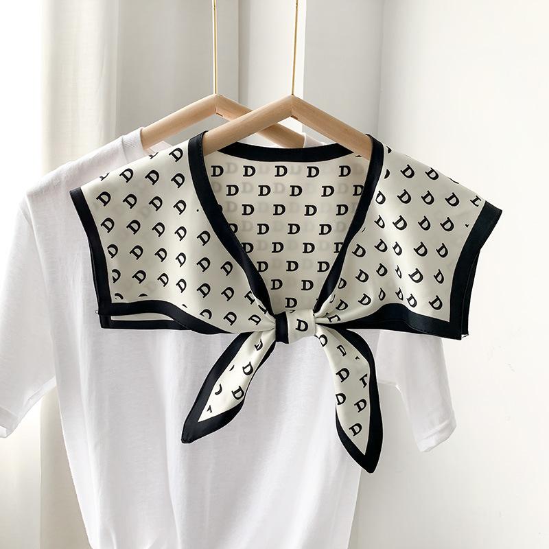 Shawl Summer Exterior Decoration Women'S Silk Scarf Spring And Autumn Thin Fashion Fake Collar Shirt Versatile Sunscreen Shawl