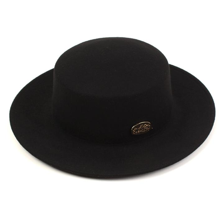 Yunibeosyeolkemiseuteuli Flat Gd Metal Wool Bk Fedora