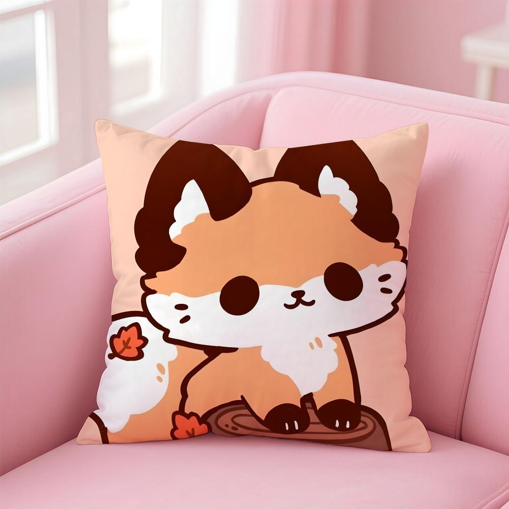 cute animal FFlat Foxes Cushion Cover Pillowcase Short Plush Invisible zipper Room Sofa Cushion Cover