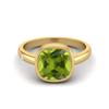 2.5 Ctw Cushion 925 Sterling Silver Gold Vermeil Peridot Solitaire Women Bezel Set Wedding Ring