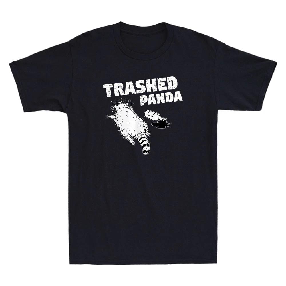 Trashed Panda Funny Drunk Lets Get Trashed Raccoon Graphic Vintage Men s T-Shirt 2XL