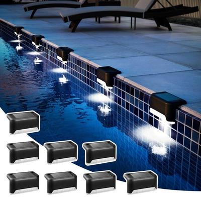 Set mit 8 wasserdichten Solarleuchten für Zaun, Treppen, Einfriedung, Hof, Terrasse und Weg (schwarz, weiß)
