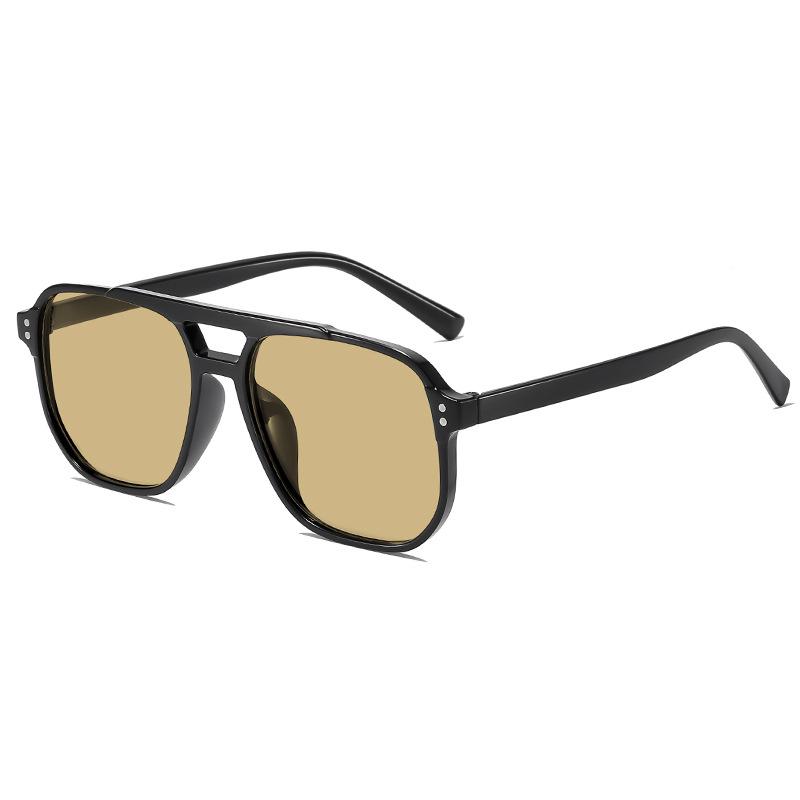 Retro Double Bridge Oversized Sunglasses with Ocean Lens – Fashionable Sun Protection Glasses