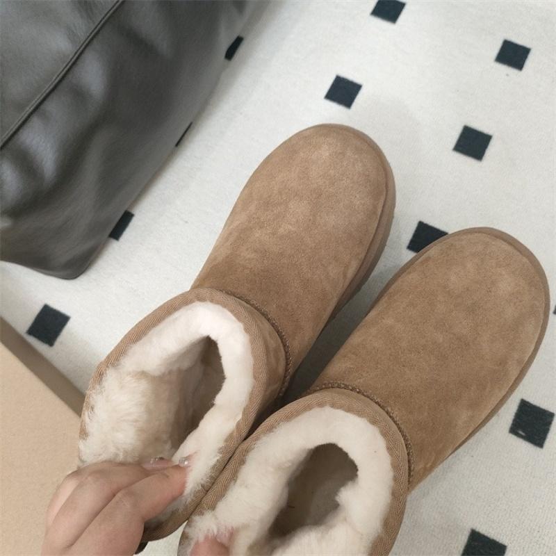 Winter Women Ultra Mini Platform Snow Boots Classic Real Sheepskin Wool Comfort Thick Soled Shoes New Design Warm Fur Slippers