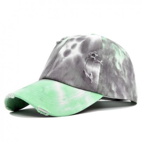 Women Men Adjustable Tie-dye Cotton Baseball Cap Golf Trucker Hat Casual Sun Hat зелёный