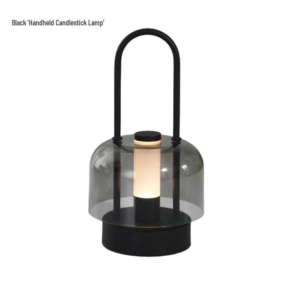 Creative Touch Portable Rechargeable Candlestick Lamp - Three-Color Stepless Dimming Night Light for Camping
