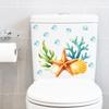 Watercolor Marine Element Toilet Decoration Sticker - Self-adhesive Without Residual Glue - Bathroom Toilet Cover Sticker
