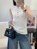 2026 Stylish Women's Slimming Knit Sleeveless Vest with Stand Collar for Spring and Summer