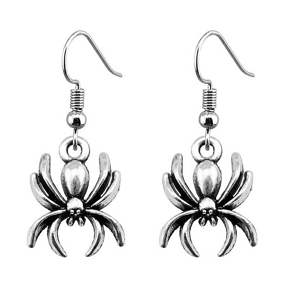 Gothic Spider Charm Dangle Earrings Halloween Horror Arachnid Drop Earrings Dark Punk Goth Jewelry