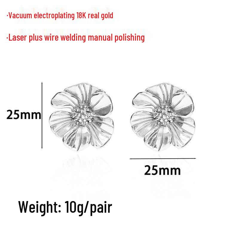 

Серьги-цветы из нержавеющей стали с покрытием из 18-каратного золота — роскошное модное заявление Vacuum Plated 18k Gold, In Stock for Fast Shipping