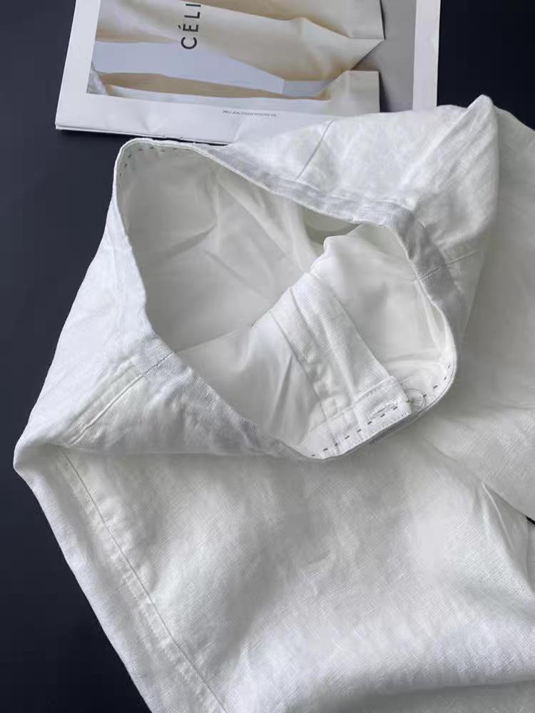Elegant High-Waisted White Cotton-Linen Wide-Leg Pants for Women - Spring 2026 Collection