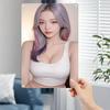 HD Metal Tin Sign Stunning Asian Girl with Purple Ombre Hair Stylish Portrait Wall Art Decor