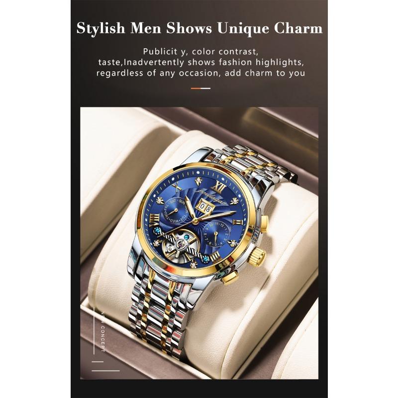 POEDAGAR Orologio da polso meccanico automatico di lusso Acciaio Inossidabile Tourbillon Orologio da uomo Impermeabile Luminoso Orologi da uomo da affari