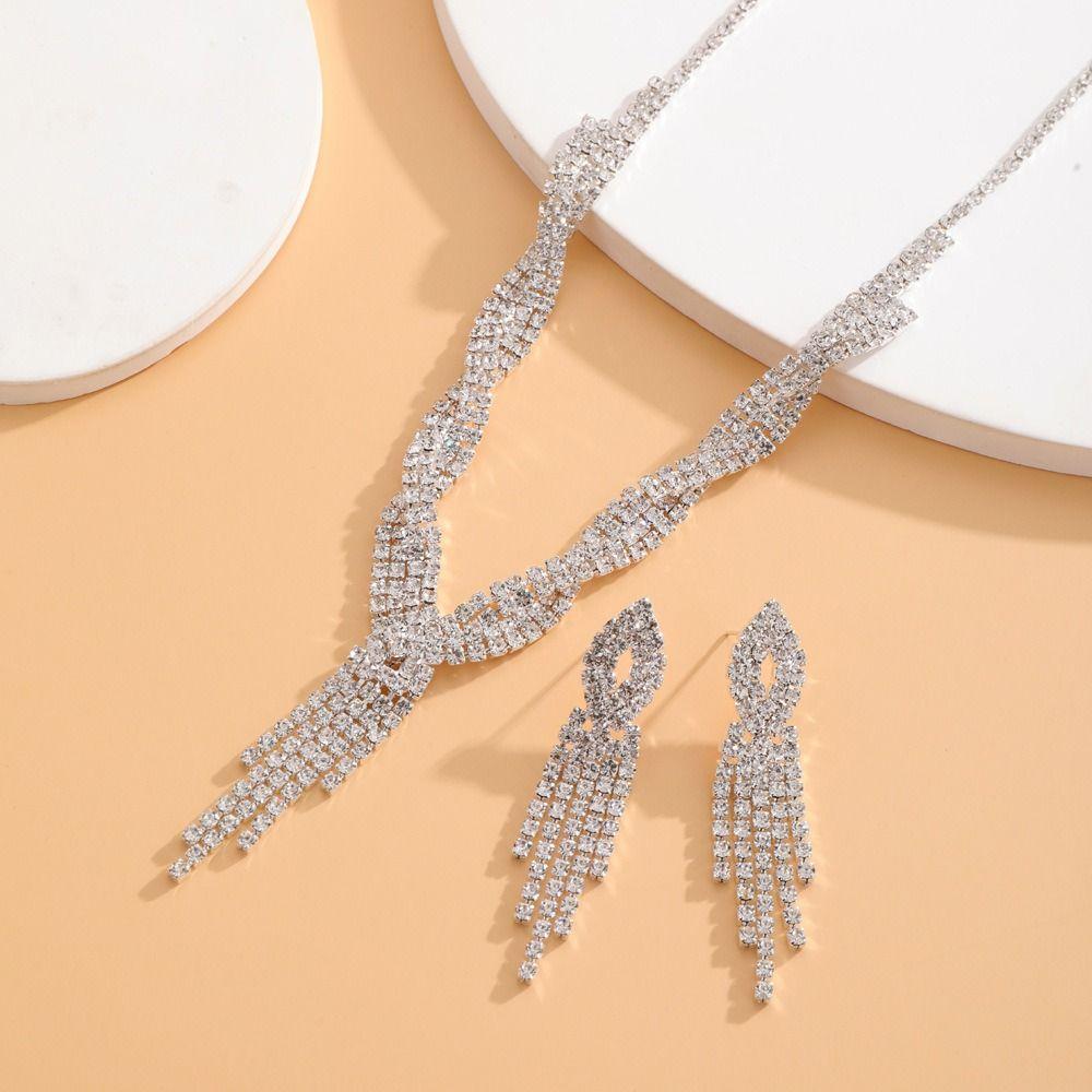 Rhinestone Tassel Wedding Bridal Accessories Rhinestone Jewelry Set  Bridal Accessories