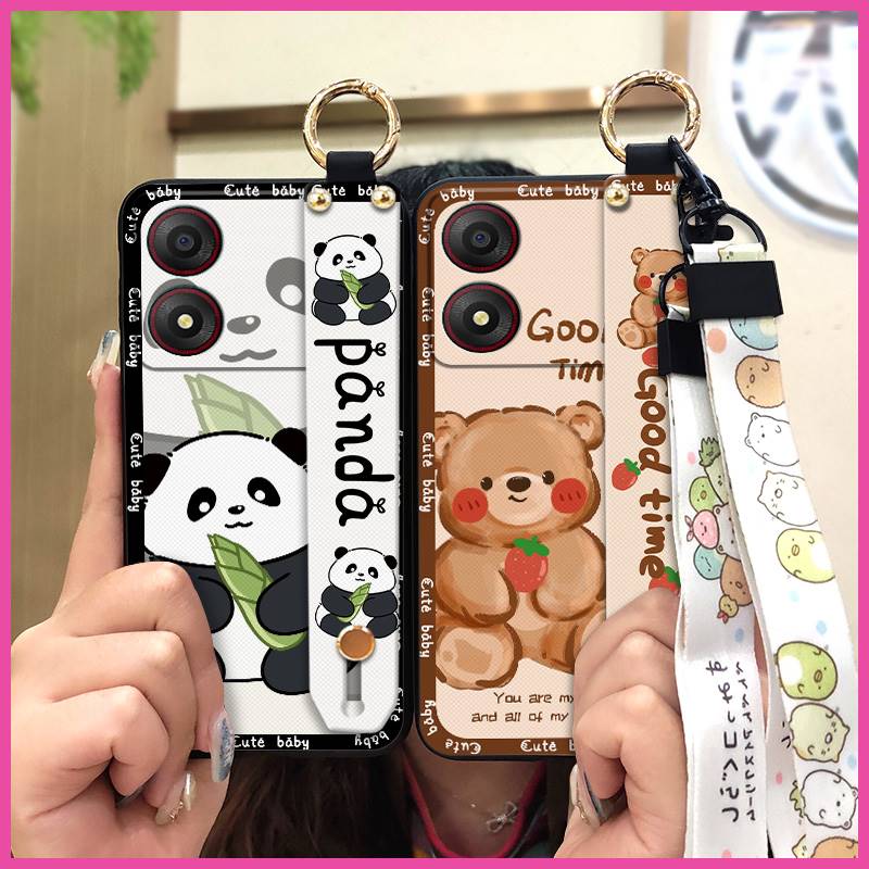 Back Cover Protective Phone Case For ZTE Blade A34 Waterproof Fashion Design Durable Lanyard Phone Holder Anti-knock
