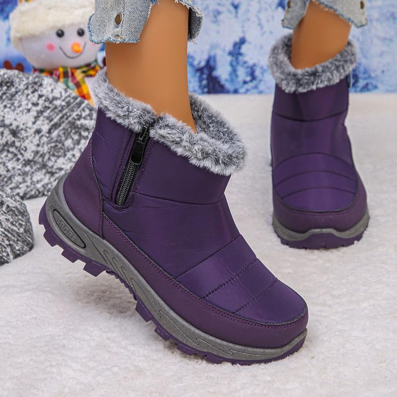 

Brand Designer Winter New Fashion Round Toe Leather Waterproof Snow Boots Daily Versatile Lightweight Short Boots 36--43 43 фиолетовый