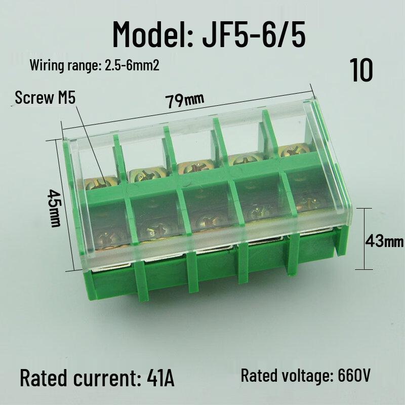 

JF5 Series Copper Terminal Blocks, Green, 10-Pack