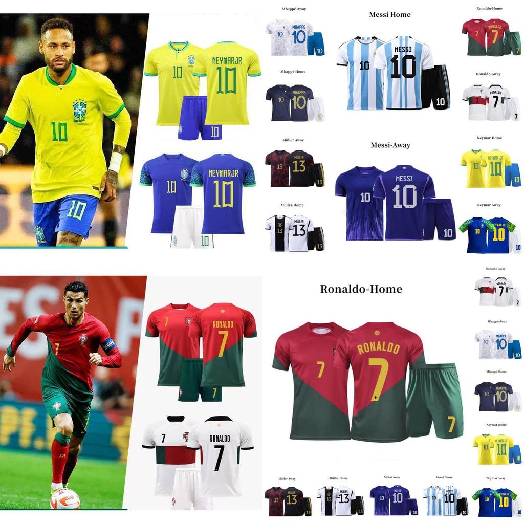 Katar Messi Ronaldo Neymar Müller Kinder Fußballtrikot Atmungsaktives und strapazierfähiges Qualitätspolyester